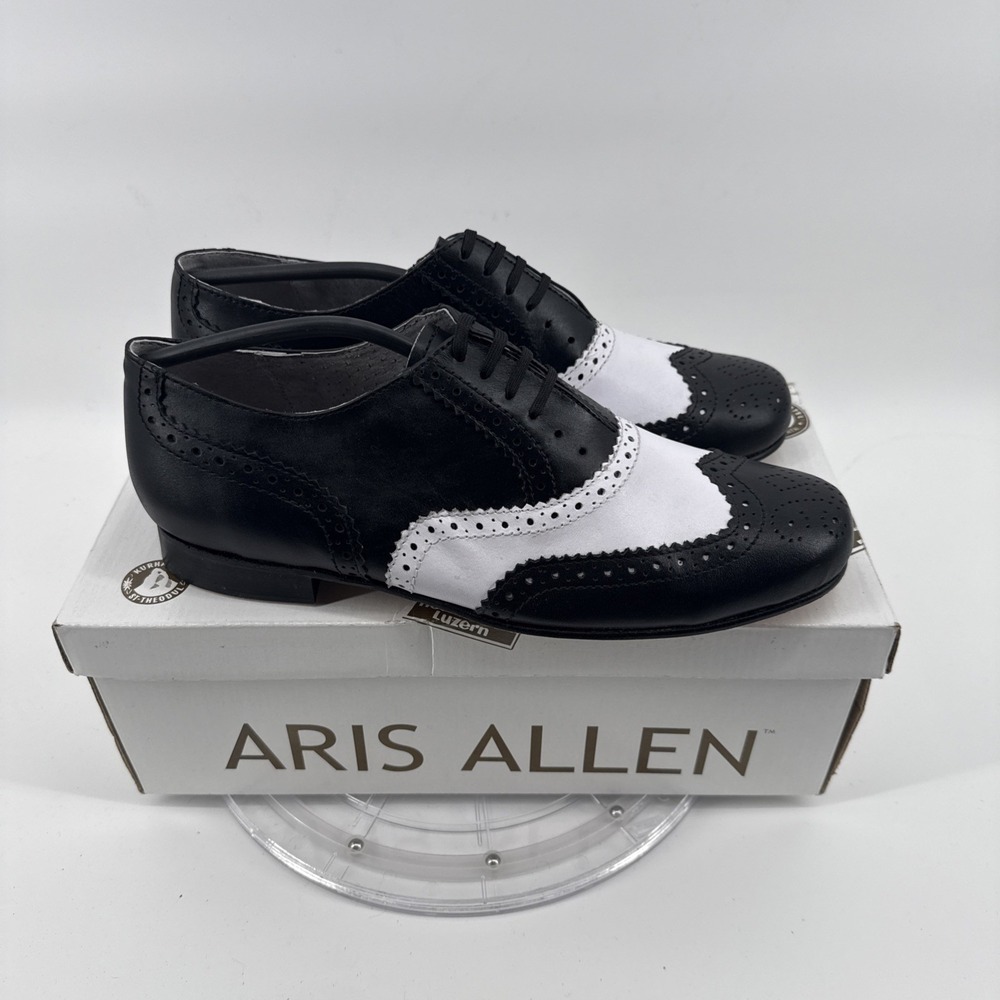 Aris Allen vintage men 10.5 EEE dance shoes black white leather oxford swing